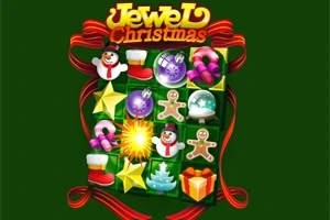 Un colaj de simboluri de Crăciun, inclusiv oameni de zăpadă, globuri, stele, brăduți și cadouri, pe fundal verde cu decorațiuni festive