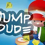 Un personaj animat cu o șapcă roșie și albă într-un fundal albastru, alături de pietre prețioase galbene și un telefon afișând gameplay