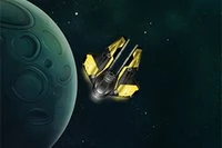 Controlezi o navă spațială care îți permite să sari de pe o planetă pe