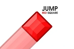 Un pătrat roșu cu un efect de mișcare diagonală și textul Jump Red Square în colțul din dreapta sus