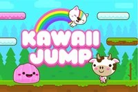 În Kawaii Jump, controlezi un mic slime mov simpatic care sare spre vârf