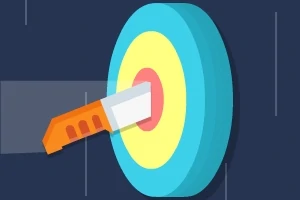 Cuțit înfipt într-o țintă circulară colorată