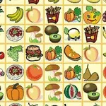 Imagini colorate cu diverse alimente, inclusiv fructe, legume, fast-food și dulciuri, aranjate într-o grilă
