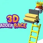 Două personaje în stil de desene animate urcă scări de culori diferite, purtând obiecte, cu textul „3D LADDER RACE” între ele