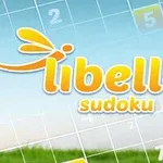 Fundal albastru cu grilă semi-transparentă și text libelle sudoku în centru