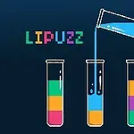 Eprubete cu lichide colorate, una fiind turnată peste alta, pe un fundal albastru închis