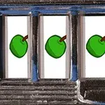 Trei mere verzi aliniate într-un aparat slot machine