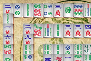 Mahjong Connect 2 Online Piese dreptunghiulare cu simboluri colorate în roșu, verde și albastru aranjate pe un fundal decorativ