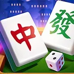 Două piese de joc cu caractere chinezești roșu și verde, alături de un zar, pe un fundal de noapte