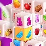 Cuburi 3D cu imagini de fructe și dulciuri, plasate pe un fundal violet