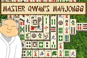 Un personaj animat în halat alb, în stânga, cu un fundal de piese de mahjong așezate în grămadă pe un fundal verde