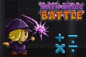 Personaj purtând o pelerină mov care folosește un baston magic cu simboluri matematice, pe un fundal întunecat