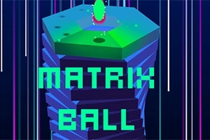 Turn cu un design hexagonal în nuanțe de verde și albastru, cu titlul Matrix Ball afișat pe ecran