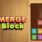Blocuri numerotate colorate aranjate pe un fundal de lemn, cu textul Merge Block în partea stângă