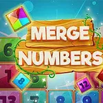 Textul Merge Numbers scris pe un semn de lemn, cu fundal colorat vibrant și pătrate numerotate