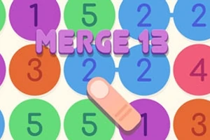 Cifre colorate pe fundal de cercuri și un deget indicând un număr, cu textul Merge 13 deasupra