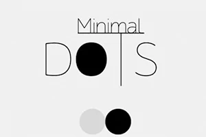 Textul Minimal Dots pe un fundal alb, cu două cercuri alb-negru dedesubt