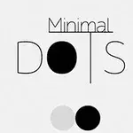 Textul Minimal Dots pe un fundal alb, cu două cercuri alb-negru dedesubt