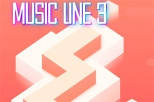Textul Music Line 3 suprapus pe un fundal geometric alb și portocaliu