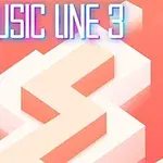 Textul Music Line 3 suprapus pe un fundal geometric alb și portocaliu