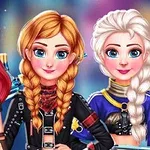 Trei personaje animate cu părul roșcat, șaten și blond îmbrăcate în ținute colorate și moderne