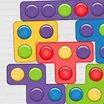 Piese de puzzle colorate, interconectate, cu buline circulare în relief
