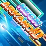 Text colorat cu efect neon pe un fundal albastru vibrant