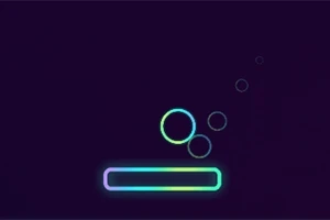 Fundal întunecat cu cercuri și o bară luminoasă în culori neon
