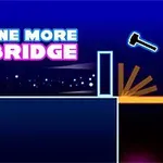 Textul One More Bridge cu un ciocan planând deasupra unui abis între două platforme
