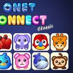 Interfață cu titlul „Onet Connect Classic” și icoane drăguțe de animale, inclusiv un koala, crab, elefant, papagal, girafă, caracatiță, pasăre, șoricel roz, balenă și maimuță