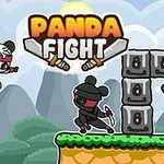 Panda ninja luptând cu o altă panda pe o platformă, cu titlul „Panda Fight” deasupra