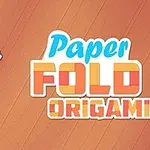 Desen cu o felie de pizza într-un plic albastru și textul „Paper Fold Origami” pe un fundal maro