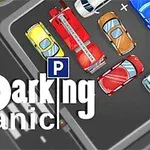 Mașini colorate parcate într-un loc aglomerat cu un indicator de parcare în prim-plan
