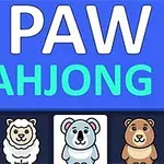 Sigla colorată cu animale stilizate, inclusiv un tigru, oaie, koala și urs, sub textul PAW MAHJONG