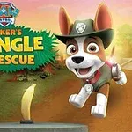 Un câine animat poartă o pălărie de explorator în junglă, alături de un papagal colorat și o statuie antică