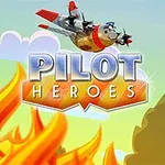 Un avion zburând deasupra unui incendiu, cu titlul Pilot Heroes plasat în mijlocul imaginii