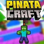 Textul Pinata Craft apare deasupra unei figuri stilizate de zombi tip păpușă pinata, pe un fundal colorat și pixelat