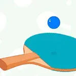Paletă de tenis de masă albastră și minge albastră pe un fundal cu modele de palete și mingi