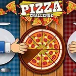Două mâini întinse către o pizza feliată, așezată pe o masă cu fețe de masă colorate în albastru și roșu