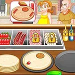Pregătirea pizzei cu ingrediente diferite și cuptor într-o bucătărie animată, cu clienți așteptând în fundal