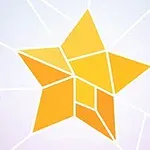 Stea galbenă din forme geometrice pe un fundal deschis