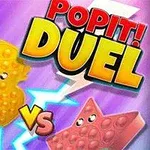 Un rațel galben și o stea roz din silicon cu fețe zâmbitoare se confruntă sub textul POPIT!