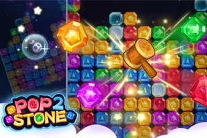 Bile colorate și un ciocan de lemn pe un fundal de joc puzzle cu blocuri strălucitoare