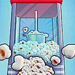 Aparat de făcut popcorn cu boabe de porumb expandate ieșind în exterior