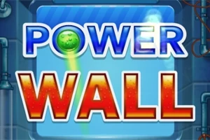 Textul POWER WALL pe un fundal albastru, cu cuvintele scrise în culori albastre și roșii, având un design cu efect de neon