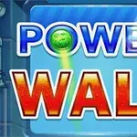 Textul POWER WALL pe un fundal albastru, cu cuvintele scrise în culori albastre și roșii, având un design cu efect de neon