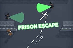 Doi gardieni animati cu lanterne urmăresc un prizonier pe o stradă întunecată, cu textul Prison Escape deasupra