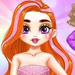 Două personaje animate stilizate, una cu păr portocaliu lung și ochi mari, machiată intens, și cealaltă cu păr ondulat, poartă o ținută violetă