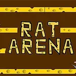 Două șoareci ținând niște obiecte verzi pe un fundal maro cu structuri galbene și textul RAT ARENA în centru