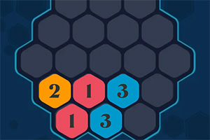Hexagoane colorate numerotate amplasate pe un fundal întunecat cu contururi luminoase